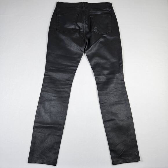 Eileen Fisher Womens Waxed Organic Cotton Stretch Denim Pant Black Biker Chic 4 - Picture 7 of 16